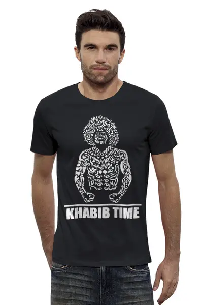 Заказать мужскую футболку в Москве. Футболка базовая Khabib Time от balden - готовые дизайны и нанесение принтов.