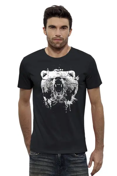 Заказать мужскую футболку в Москве. Футболка базовая Медвежий оскал от printik - готовые дизайны и нанесение принтов.
