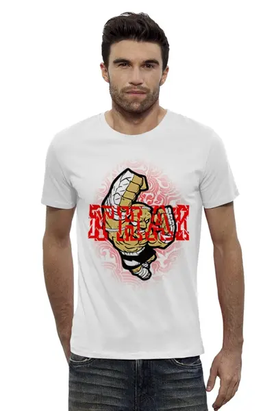 Заказать мужскую футболку в Москве. Футболка базовая MUAY THAI от Алексс Неро - готовые дизайны и нанесение принтов.
