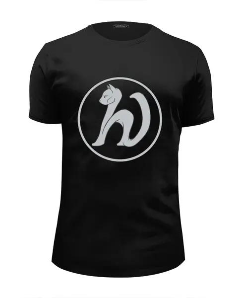 Заказать мужскую футболку в Москве. Футболка базовая MIPT "Кошка" черная от Илья Какурин - готовые дизайны и нанесение принтов.