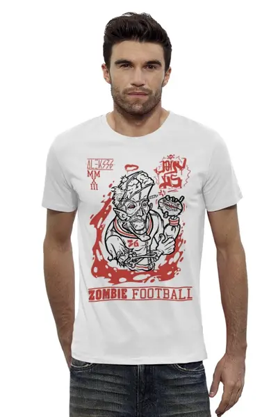 Заказать мужскую футболку в Москве. Футболка базовая Zombie football от Aleks36 - готовые дизайны и нанесение принтов.