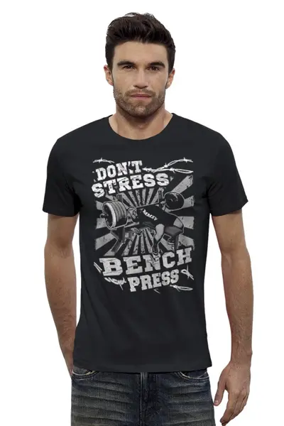 Заказать мужскую футболку в Москве. Футболка базовая Bench Press от Leichenwagen - готовые дизайны и нанесение принтов.