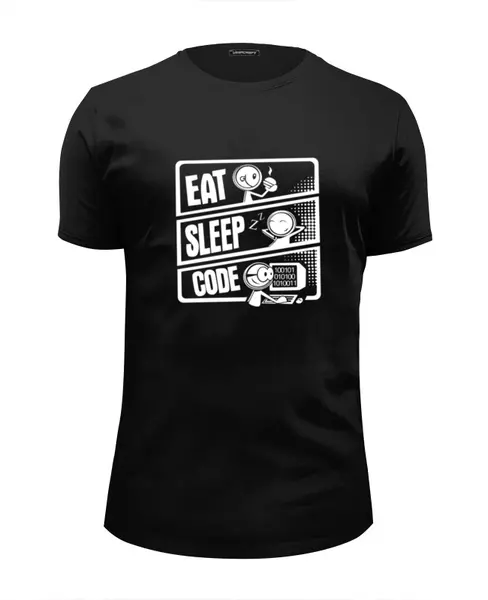 Заказать мужскую футболку в Москве. Футболка базовая Eat, Sleep, Code от nyaha.a.s - готовые дизайны и нанесение принтов.