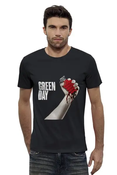 Заказать мужскую футболку в Москве. Футболка базовая green day от monster66 - готовые дизайны и нанесение принтов.
