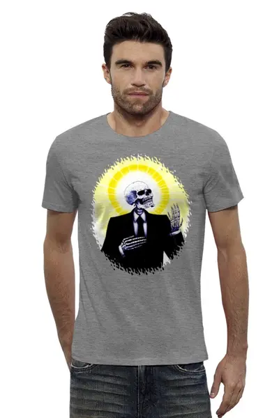 Заказать мужскую футболку в Москве. Футболка базовая Holy Skeleton от Leichenwagen - готовые дизайны и нанесение принтов.