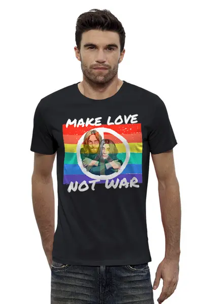 Заказать мужскую футболку в Москве. Футболка базовая ☮ John and Yoko ☮ от balden - готовые дизайны и нанесение принтов.