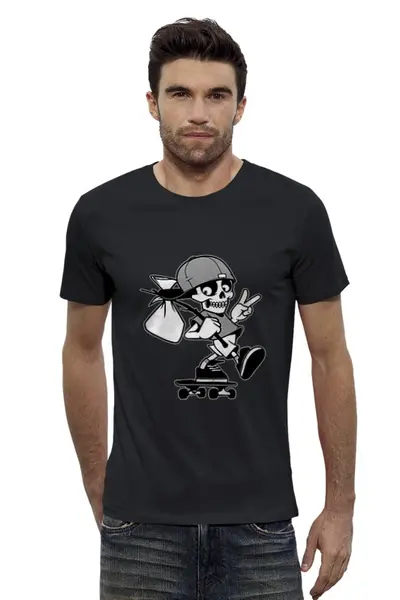 Заказать мужскую футболку в Москве. Футболка базовая RollerSkull от balden - готовые дизайны и нанесение принтов.