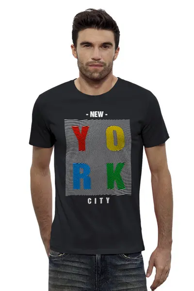 Заказать мужскую футболку в Москве. Футболка базовая New York City от balden - готовые дизайны и нанесение принтов.