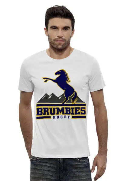 Заказать мужскую футболку в Москве. Футболка базовая «Брамбиз» регби от rugby - готовые дизайны и нанесение принтов.