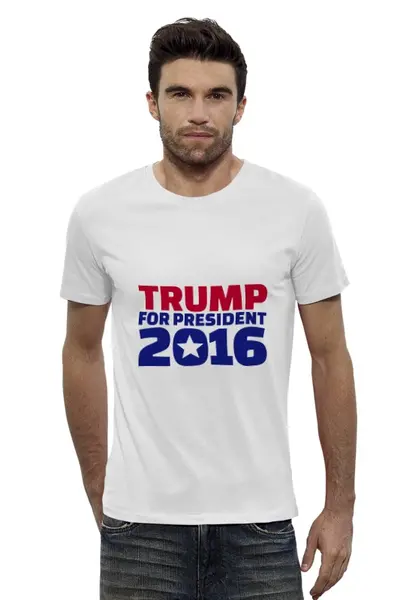 Заказать мужскую футболку в Москве. Футболка базовая Trump For President от skynatural - готовые дизайны и нанесение принтов.