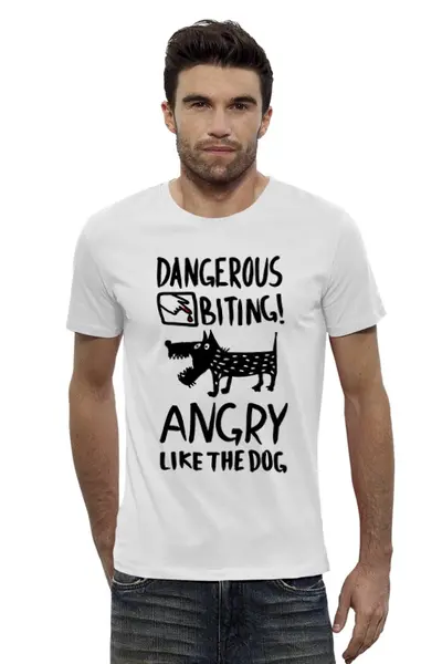 Заказать мужскую футболку в Москве. Футболка базовая Статус: злой, как собака! от Crowhouse - готовые дизайны и нанесение принтов.