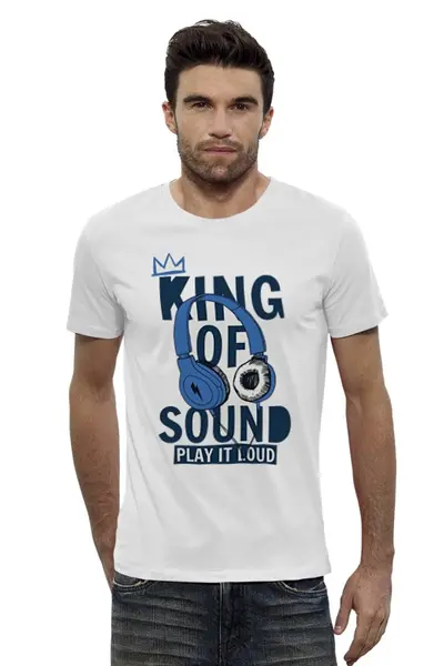 Заказать мужскую футболку в Москве. Футболка базовая King of sound от fairpoker@mail.ru - готовые дизайны и нанесение принтов.