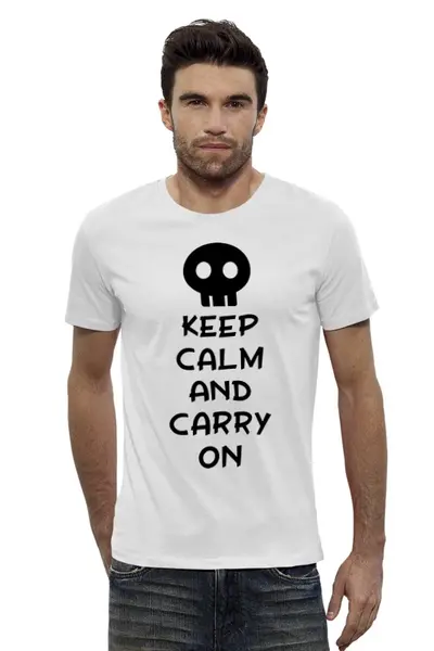Заказать мужскую футболку в Москве. Футболка базовая Keep Calm And Carry On от shinko - готовые дизайны и нанесение принтов.