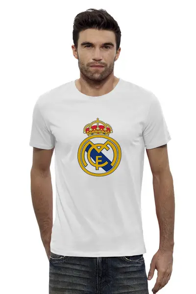 Заказать мужскую футболку в Москве. Футболка базовая Real Madrid от THE_NISE  - готовые дизайны и нанесение принтов.