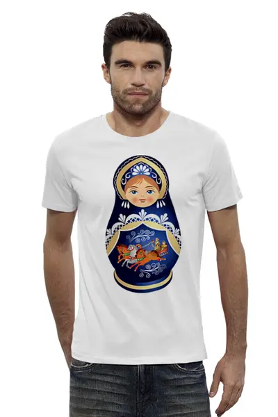 Заказать мужскую футболку в Москве. Футболка базовая матрешка от queen  - готовые дизайны и нанесение принтов.