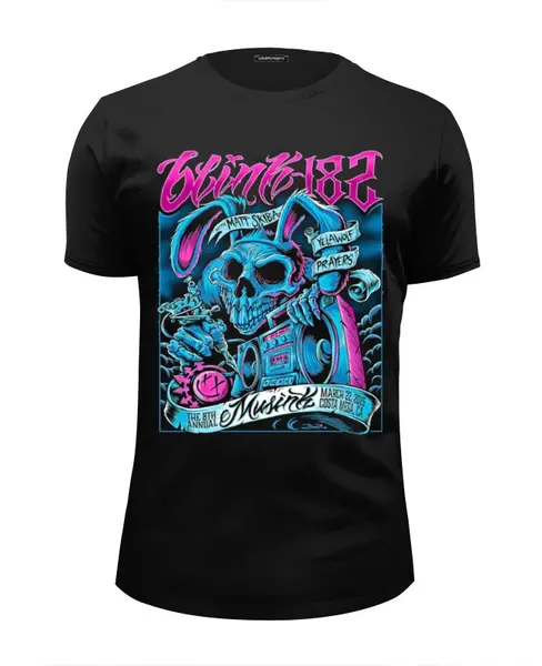 Заказать мужскую футболку в Москве. Футболка базовая Blink 182 band от Leichenwagen - готовые дизайны и нанесение принтов.