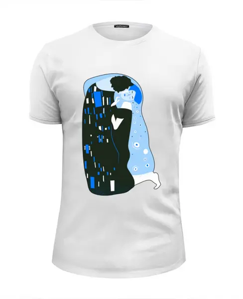 Заказать мужскую футболку в Москве. Футболка базовая ❖ Густав Климт (Поцелуй) ❖ от balden - готовые дизайны и нанесение принтов.