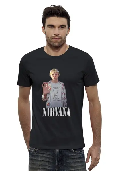 Заказать мужскую футболку в Москве. Футболка базовая Nirvana Kurt Cobain hello t-shirt от rancid - готовые дизайны и нанесение принтов.