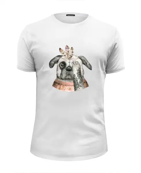 Заказать мужскую футболку в Москве. Футболка базовая Собака от THE_NISE  - готовые дизайны и нанесение принтов.