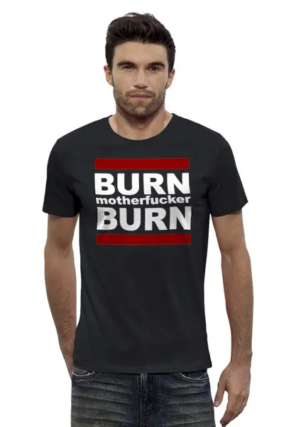 Заказать мужскую футболку в Москве. Футболка базовая Burn! от gopotol - готовые дизайны и нанесение принтов.