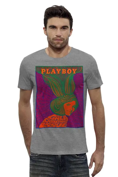 Заказать мужскую футболку в Москве. Футболка базовая Playboy от KinoArt - готовые дизайны и нанесение принтов.