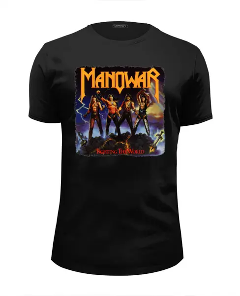 Заказать мужскую футболку в Москве. Футболка базовая Manowar Band от Leichenwagen - готовые дизайны и нанесение принтов.