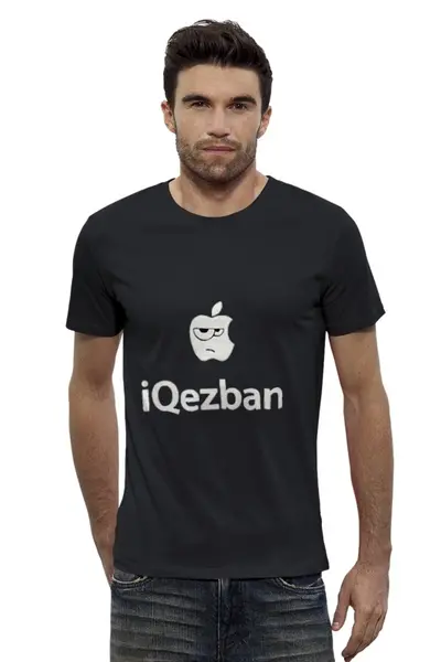 Заказать мужскую футболку в Москве. Футболка базовая Чёрная майка iQezban от sisandmasis - готовые дизайны и нанесение принтов.