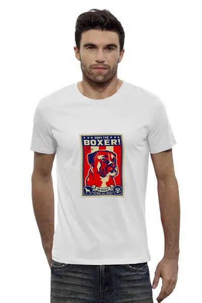 Заказать мужскую футболку в Москве. Футболка базовая Собака: BOXER от Виктор Гришин - готовые дизайны и нанесение принтов.