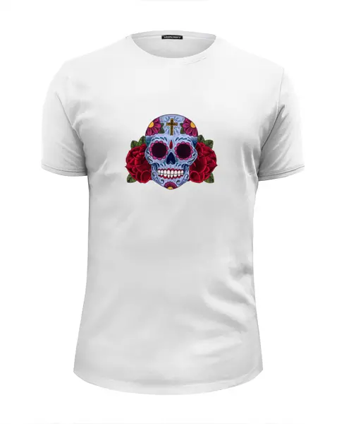 Заказать мужскую футболку в Москве. Футболка базовая Мексиканский череп от Антон Величко - готовые дизайны и нанесение принтов.