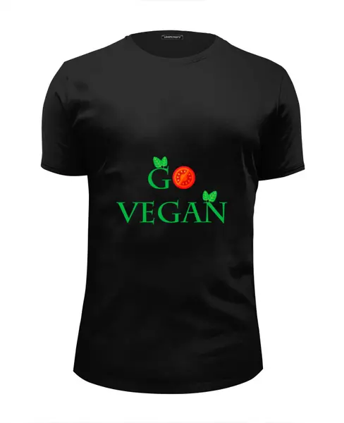 Заказать мужскую футболку в Москве. Футболка базовая Go vegan от Antaya - готовые дизайны и нанесение принтов.