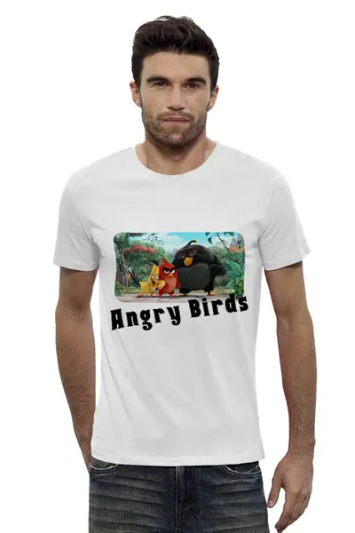 Заказать мужскую футболку в Москве. Футболка базовая Angry Birds от nastya500001@mail.ru - готовые дизайны и нанесение принтов.