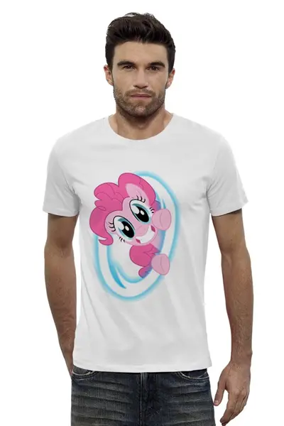 Заказать мужскую футболку в Москве. Футболка базовая My little portal от AppleJack_38rus - готовые дизайны и нанесение принтов.