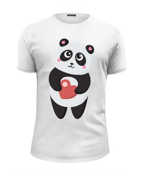 Заказать мужскую футболку в Москве. Футболка базовая Панда с сердечком от Ordwen - готовые дизайны и нанесение принтов.
