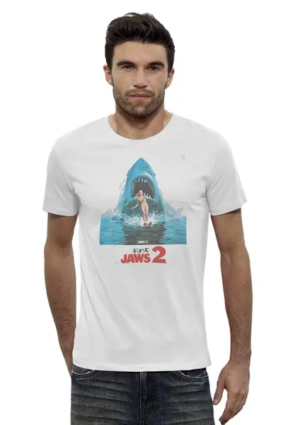 Заказать мужскую футболку в Москве. Футболка базовая Jaws / Челюсти от KinoArt - готовые дизайны и нанесение принтов.