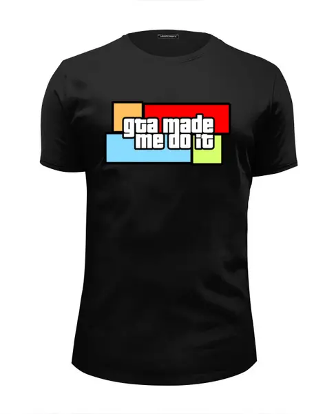 Заказать мужскую футболку в Москве. Футболка базовая GTA Made Me Do It от geekbox - готовые дизайны и нанесение принтов.