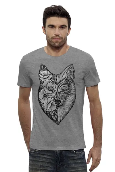 Заказать мужскую футболку в Москве. Футболка базовая волк (wolf) от mariedamn - готовые дизайны и нанесение принтов.