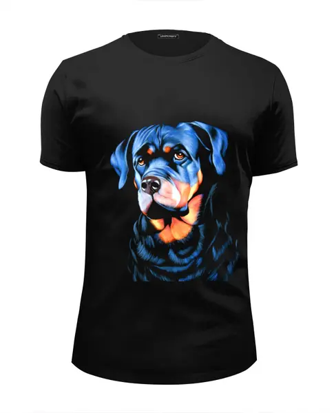 Заказать мужскую футболку в Москве. Футболка базовая собака на черном бархате от Kris Leov - готовые дизайны и нанесение принтов.