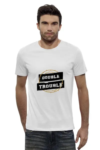 Заказать мужскую футболку в Москве. Футболка базовая Double Trouble от go59 - готовые дизайны и нанесение принтов.