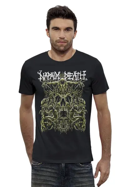 Заказать мужскую футболку в Москве. Футболка базовая Napalm Death от Leichenwagen - готовые дизайны и нанесение принтов.