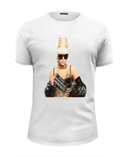 Заказать мужскую футболку в Москве. Футболка базовая Lady Gaga-Paparazzi от charmed - готовые дизайны и нанесение принтов.