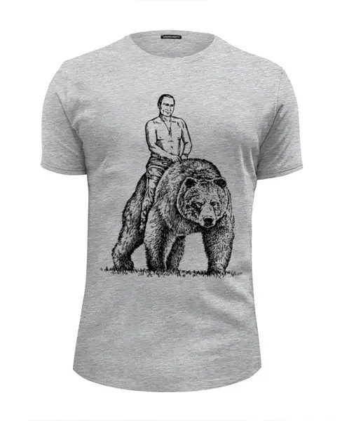 Заказать мужскую футболку в Москве. Футболка базовая Putin&Bear от balden - готовые дизайны и нанесение принтов.