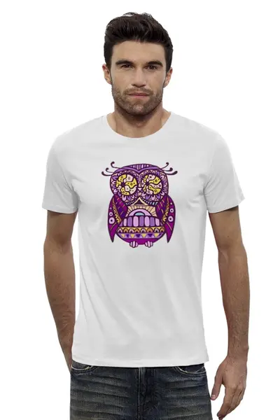 Заказать мужскую футболку в Москве. Футболка базовая Cова, owl от coolmag - готовые дизайны и нанесение принтов.