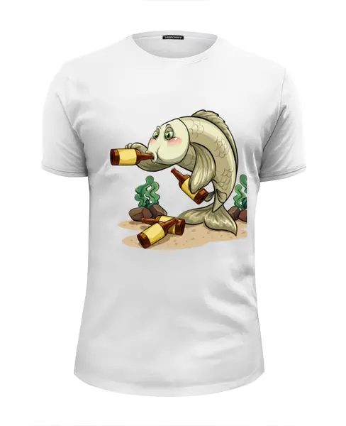 Заказать мужскую футболку в Москве. Футболка базовая Пьяный окунь (1) от T-shirt print  - готовые дизайны и нанесение принтов.