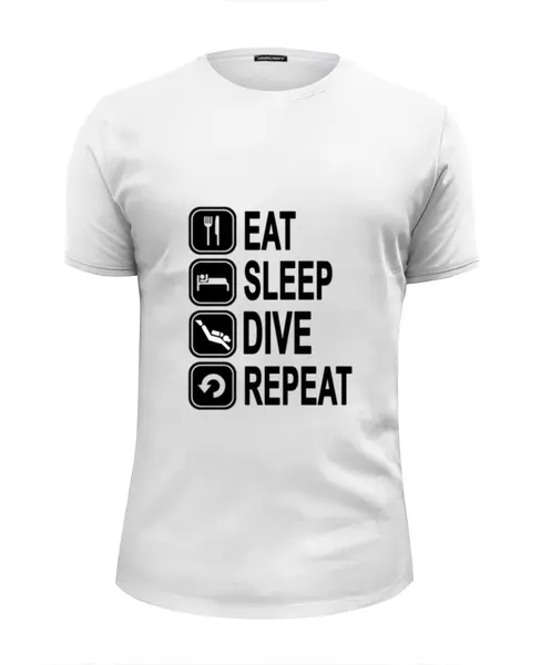 Заказать мужскую футболку в Москве. Футболка базовая Eat Slep Dive от enjoydiving - готовые дизайны и нанесение принтов.