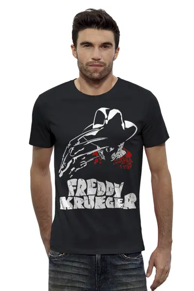 Заказать мужскую футболку в Москве. Футболка базовая Freddy Krueger от balden - готовые дизайны и нанесение принтов.