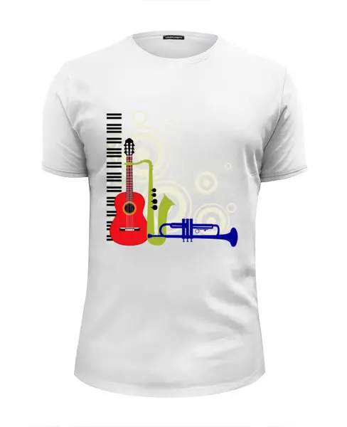 Заказать мужскую футболку в Москве. Футболка базовая Музыкальные инструменты (1) от T-shirt print  - готовые дизайны и нанесение принтов.