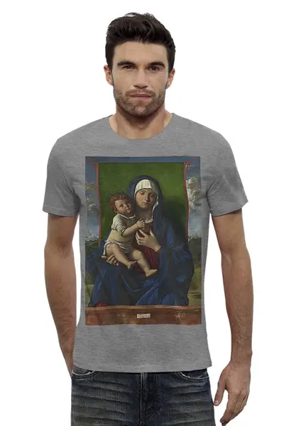 Заказать мужскую футболку в Москве. Футболка базовая Giovanni Bellini - Madonna with the Child 3 от KinoArt - готовые дизайны и нанесение принтов.