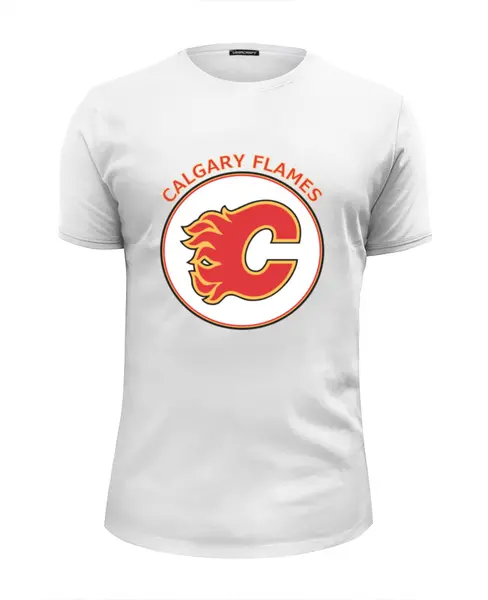 Заказать мужскую футболку в Москве. Футболка базовая Calgary Flames от kspsshop - готовые дизайны и нанесение принтов.