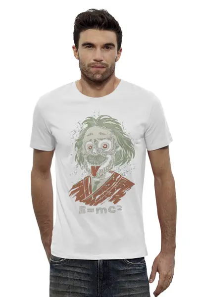 Заказать мужскую футболку в Москве. Футболка базовая Зомби Эйнштейн  от iZOMBIE - готовые дизайны и нанесение принтов.