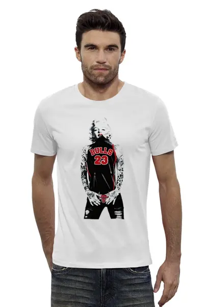 Заказать мужскую футболку в Москве. Футболка базовая Chicago Bulls Marilyn Monroe от dizer - готовые дизайны и нанесение принтов.